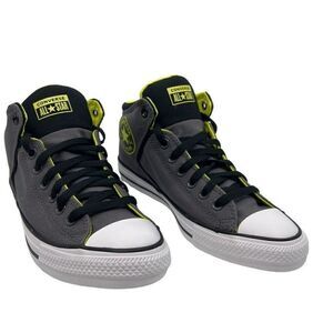 Converse All Star High Street M 8.5 W10.5 Gray‎ Neon Yellow Sneakers Mid Top NEW